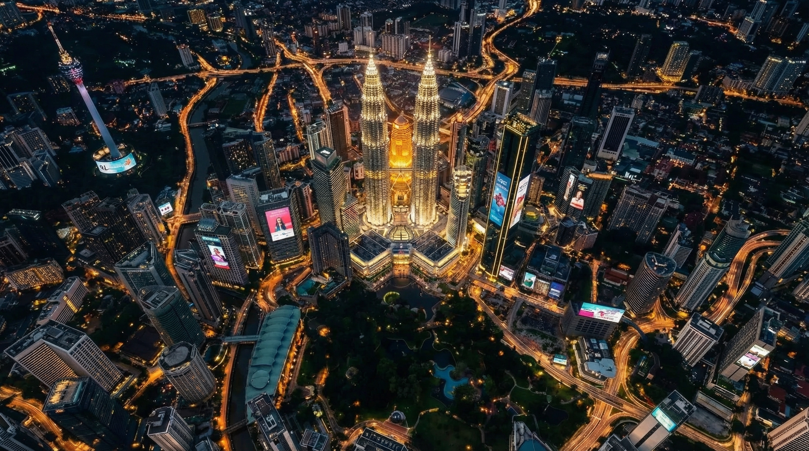 Kuala Lumpur cityscape with billboards